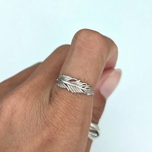 Sterling silver ring feather leaf 925 boma size 6.5
